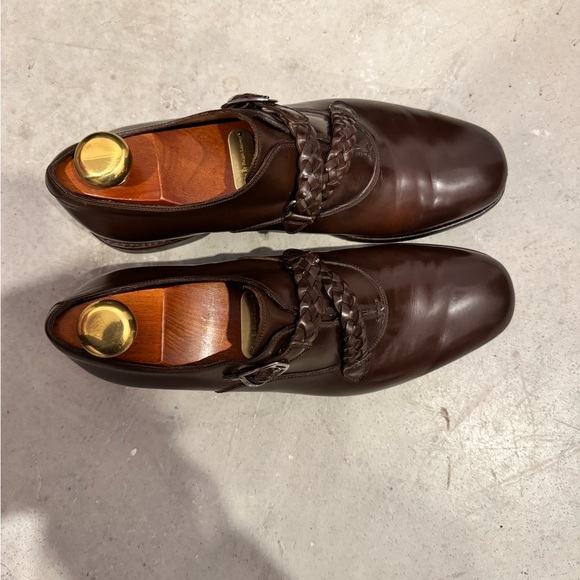 Gucci Dark Brown Braided Leather Monk Strap Oxfords - Picture 3 of 10